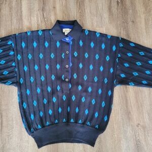 Vintage Geometric Wool Sweater Edward Chapmam #3055